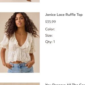 Altar'd State Cream Lace Ruffle Top